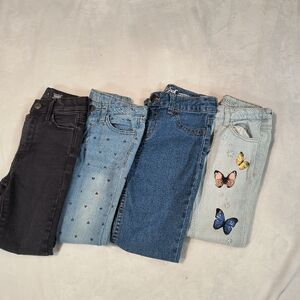Girls Size 6 6X Jeans Lot 4 Pairs Old Navy Rockstar Vigoss Butterfly Cat & Jack